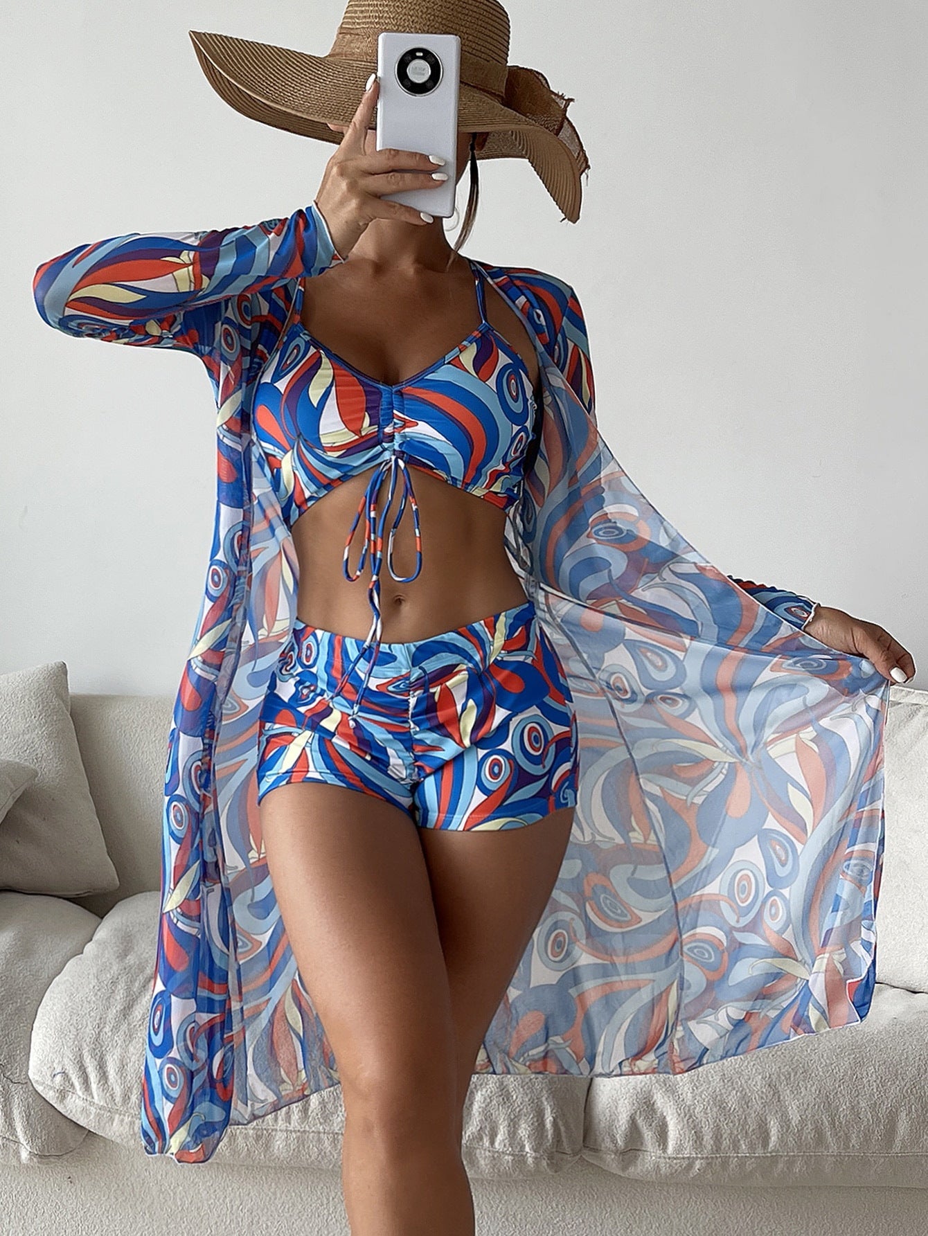 Modischer Strand-Kimono und Bikini Set von MODEGEIST für Damen