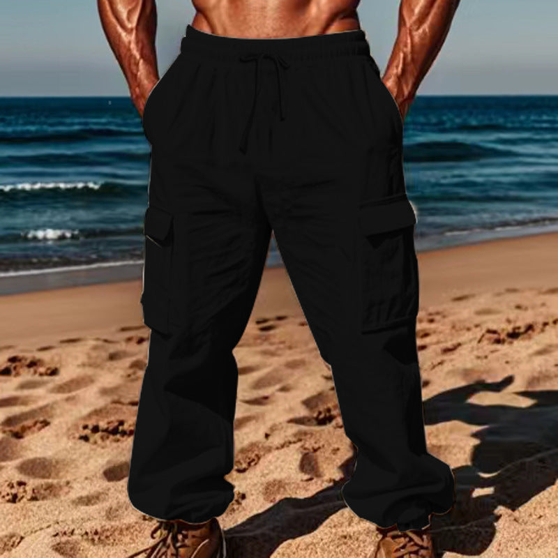 Herren lässige Cargo-Hose mit praktischen Seitentaschen und elastischem Bund ModeGeist