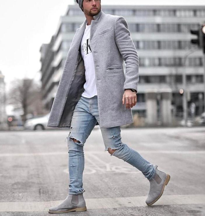 Herren eleganter Manhattan-Mantel mit seitlichen Taschen und schmalem Schnitt ModeGeist