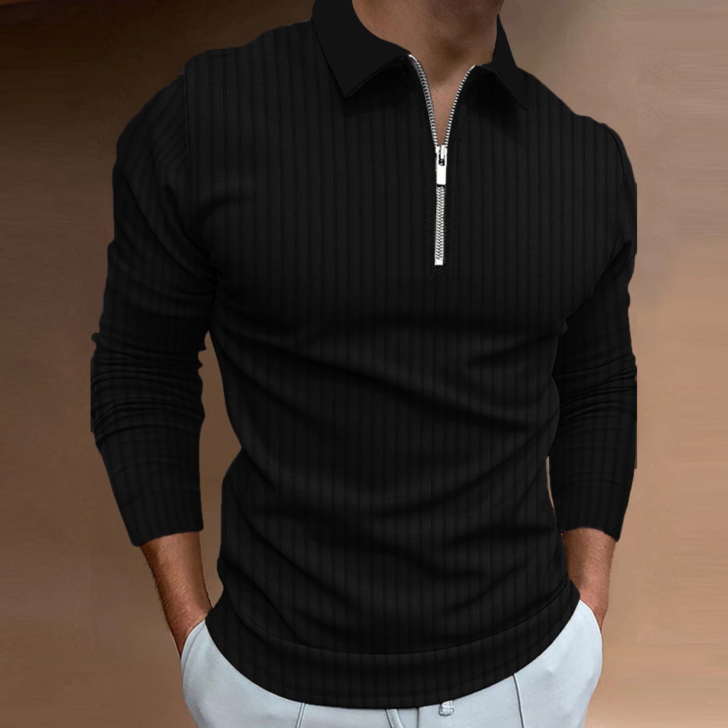 Herren Poloshirt mit elegantem Reißverschluss und strukturiertem Design ModeGeist
