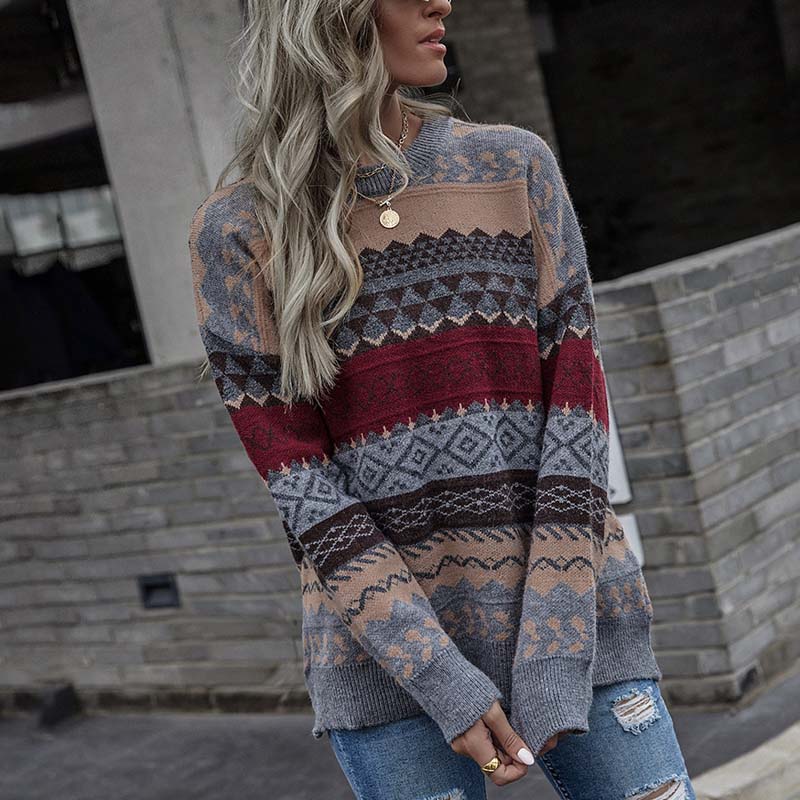 ModeGeist | Geometrischer Strickpullover Mit Stilvollem Muster