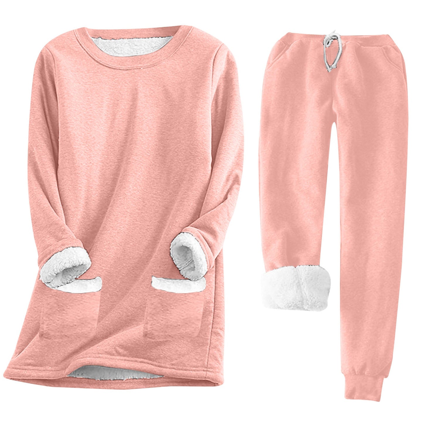 Damen Kuschelige Loungeanzug mit Fleece-Innenfutter und praktischen Taschen ModeGeist