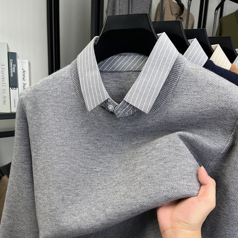 Damen Strickpullover mit integriertem Hemdkragen ModeGeist