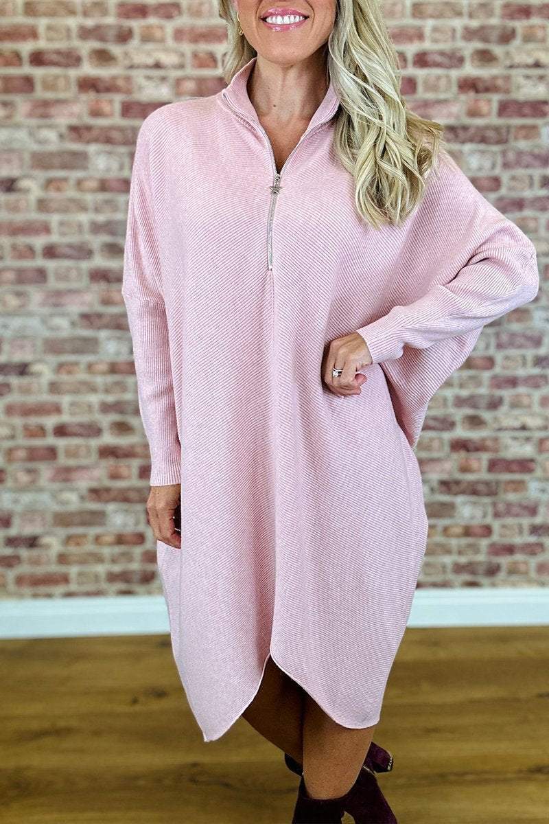 Damen Oversized Strickkleid mit Reißverschluss ModeGeist