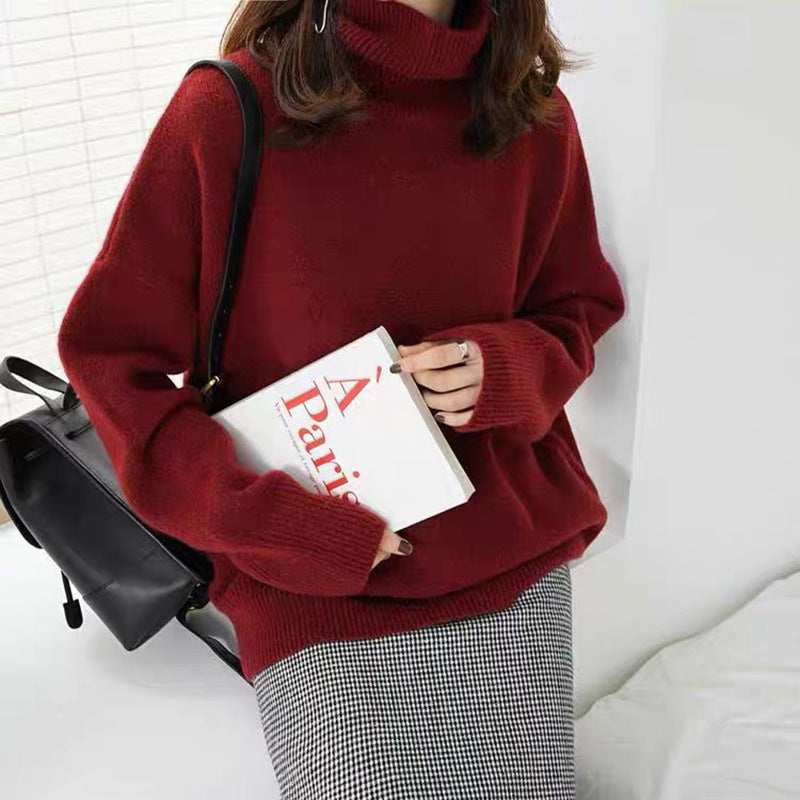 Damen bequemer Rollkragenpullover aus hochwertigem Wollmix ModeGeist