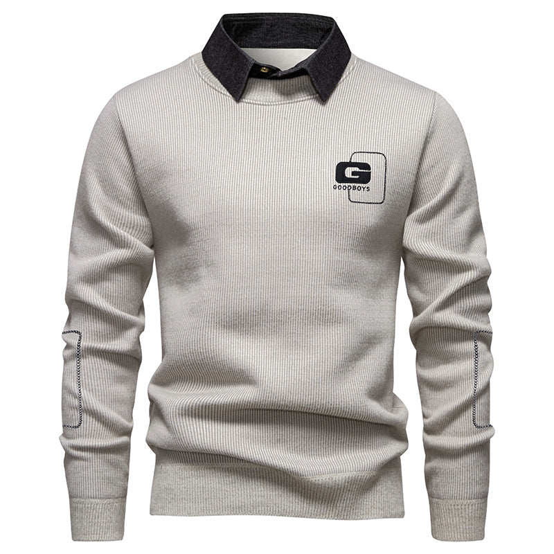 Herren eleganter Pullover mit Kragen und feinem Strickmuster ModeGeist