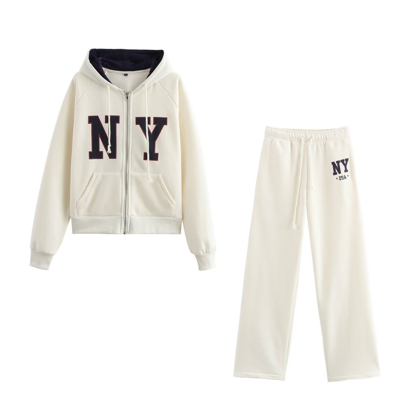Modischer Damen-Kapuzenpullover mit Reißverschluss und Aufdruck