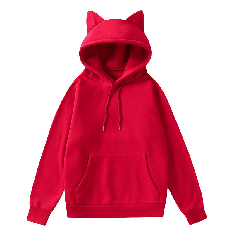 Damen Kapuzenpullover mit Katzenohren und weichem Innenfutter ModeGeist