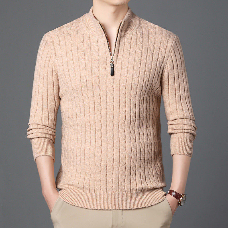 Herren Hochwertiger Strickpullover mit modernem Zipper und Detailstruktur ModeGeist