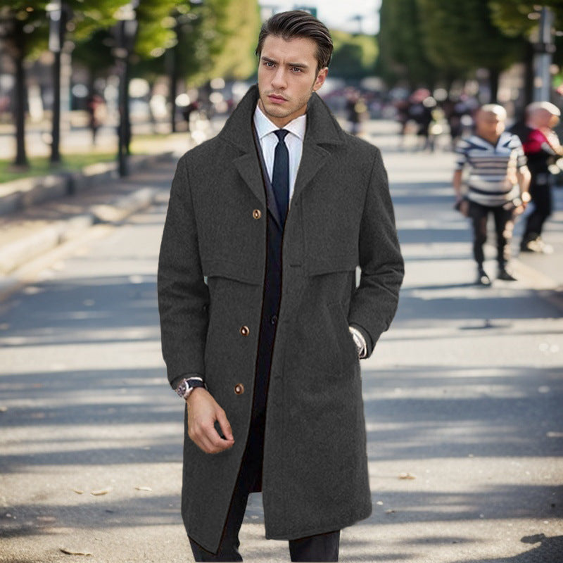 Herren eleganter Wollmantel mit doppelter Knopfleiste und modernem Design ModeGeist