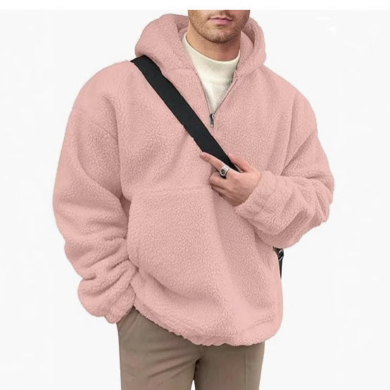 Herren kuscheliger Fleece-Pullover mit halbem Reißverschluss ModeGeist