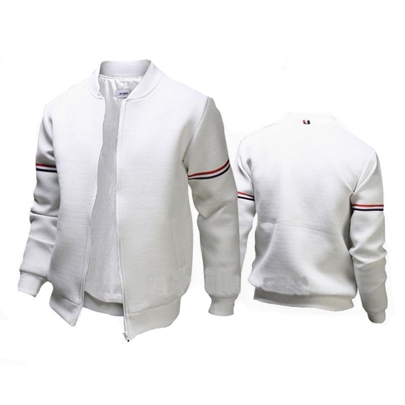 Herren sportliche Zip-Jacke mit strukturierter Oberfläche und Kontraststreifen ModeGeist