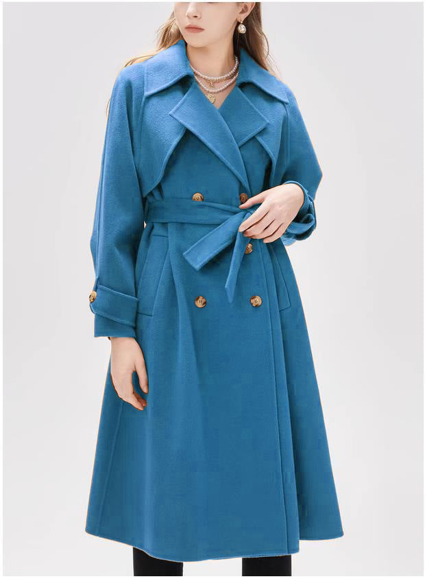 Damen gefütterter Trenchcoat mit großem Revers und Taillengürtel ModeGeist