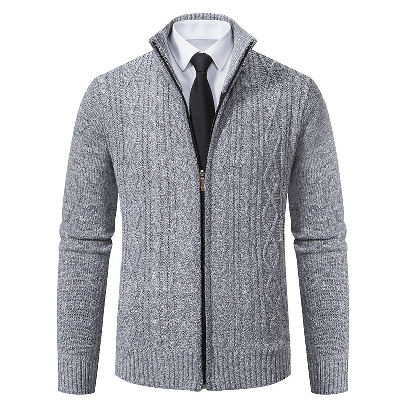 Herren Strickjacke mit hohem Kragen und Reißverschluss ModeGeist