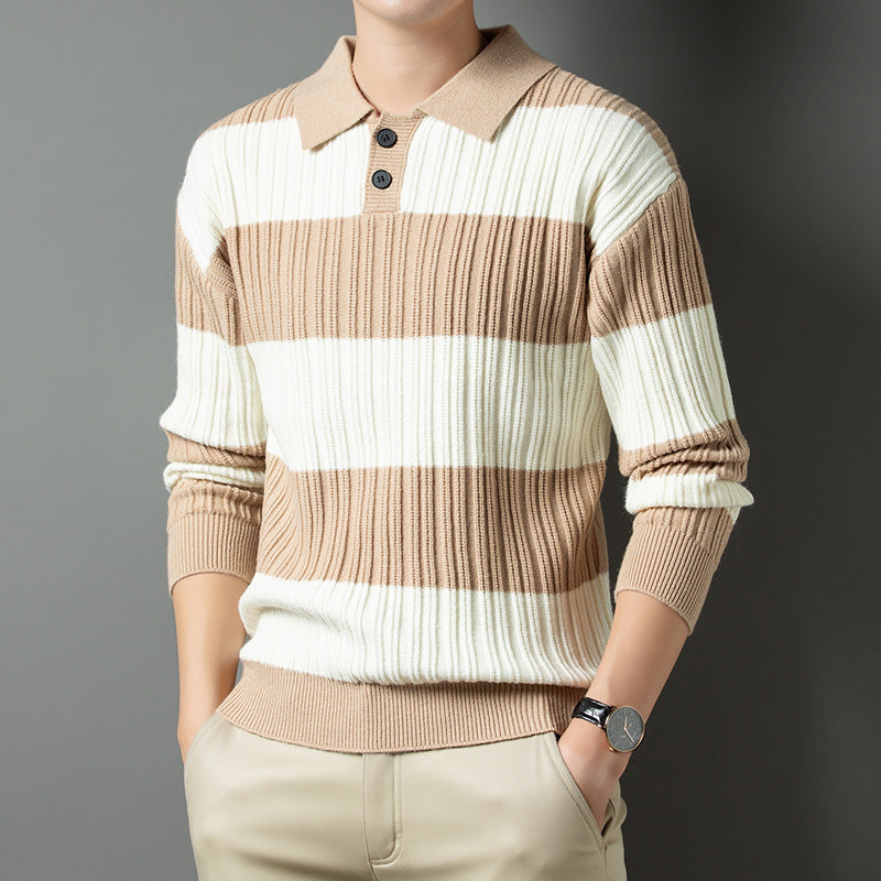 Herren Pullover aus strukturiertem Rippenstrick mit Polokragen ModeGeist