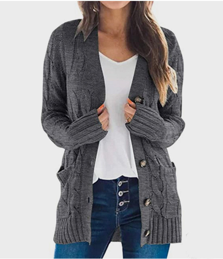 Damen Strickjacke mit Zopfmuster und praktischen Taschen ModeGeist