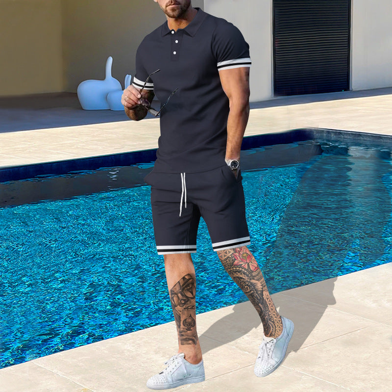 Herren Poloshirt und Shorts-Set mit sportlichen Akzenten ModeGeist