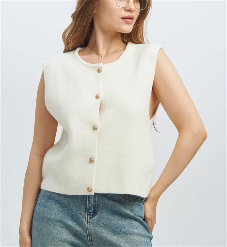 Damen Strickweste mit edlen Knöpfen ModeGeist