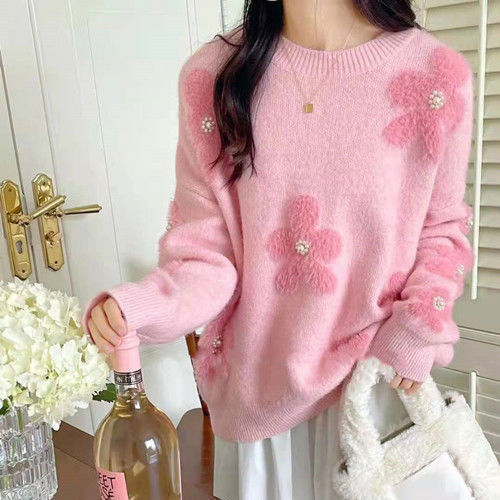 Damen Weicher Strickpullover mit strukturiertem Applikationsdesign ModeGeist