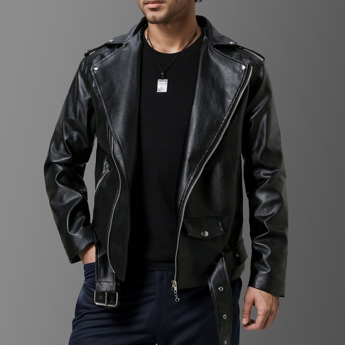 Herren stilvolle Bikerjacke aus hochwertigem Echt ModeGeist