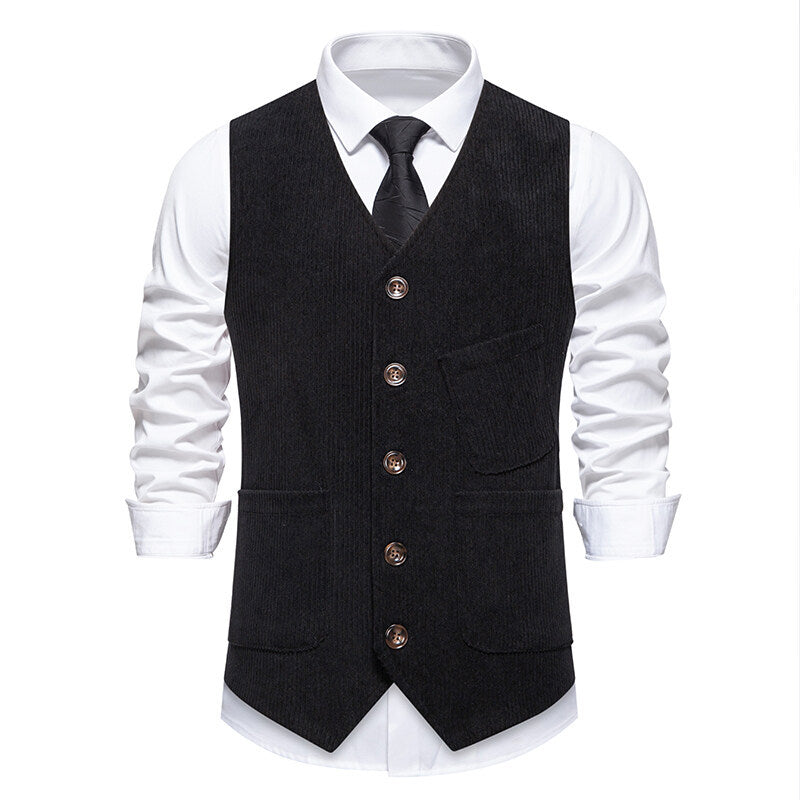 Herren elegante Cordweste mit praktischen Taschen und fein strukturiertem Design ModeGeist