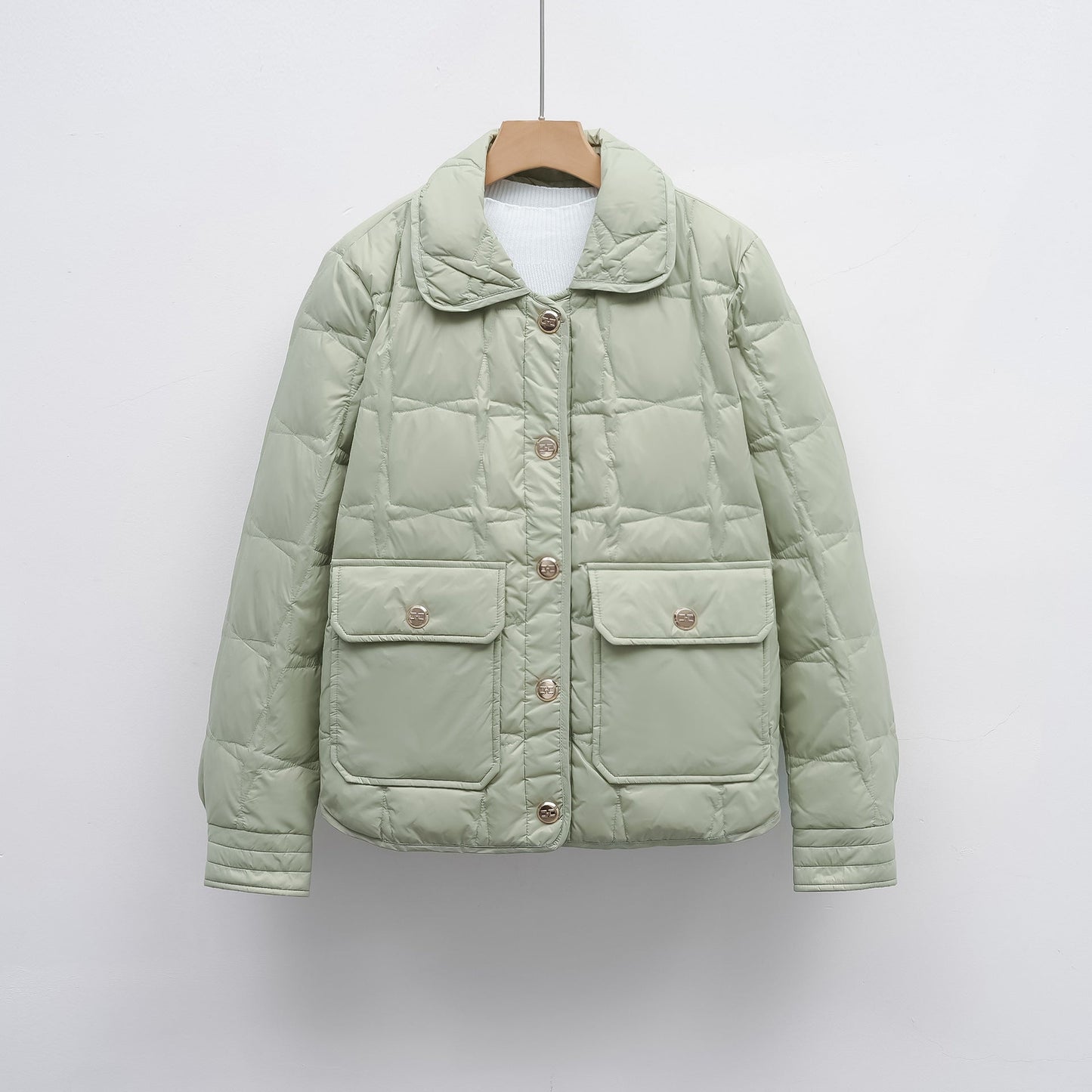 Damen modische gesteppte Jacke mit Taschen und Knopfverschluss ModeGeist