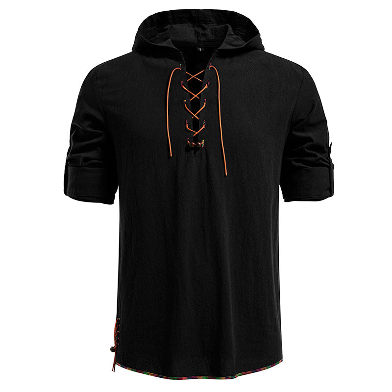 Herren Kaptuzenbluse mit einzigartigem Schnürdesign ModeGeist