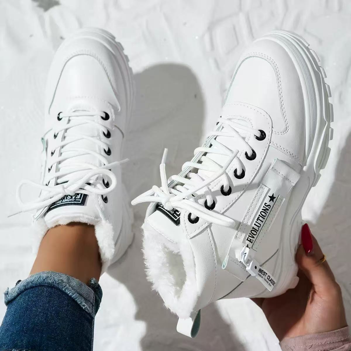 Damen gefütterte High-Top Sneakers mit rutschfester Sohle und modischem Design ModeGeist