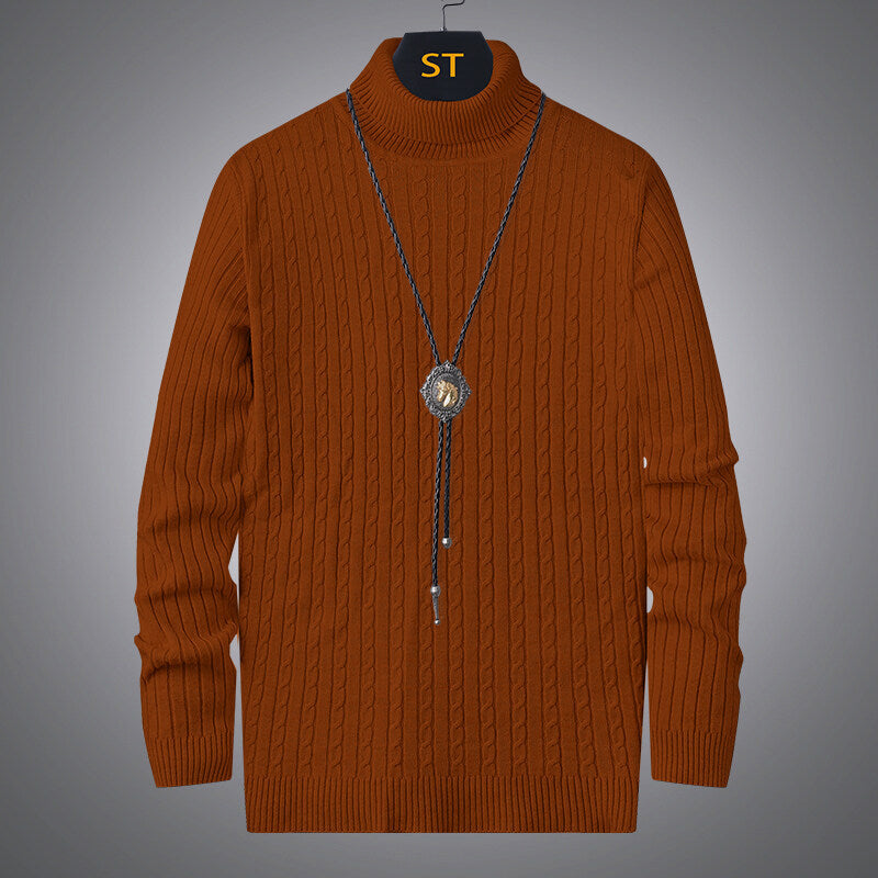Herren Rollkragenpullover mit strukturiertem Zopfmuster ModeGeist