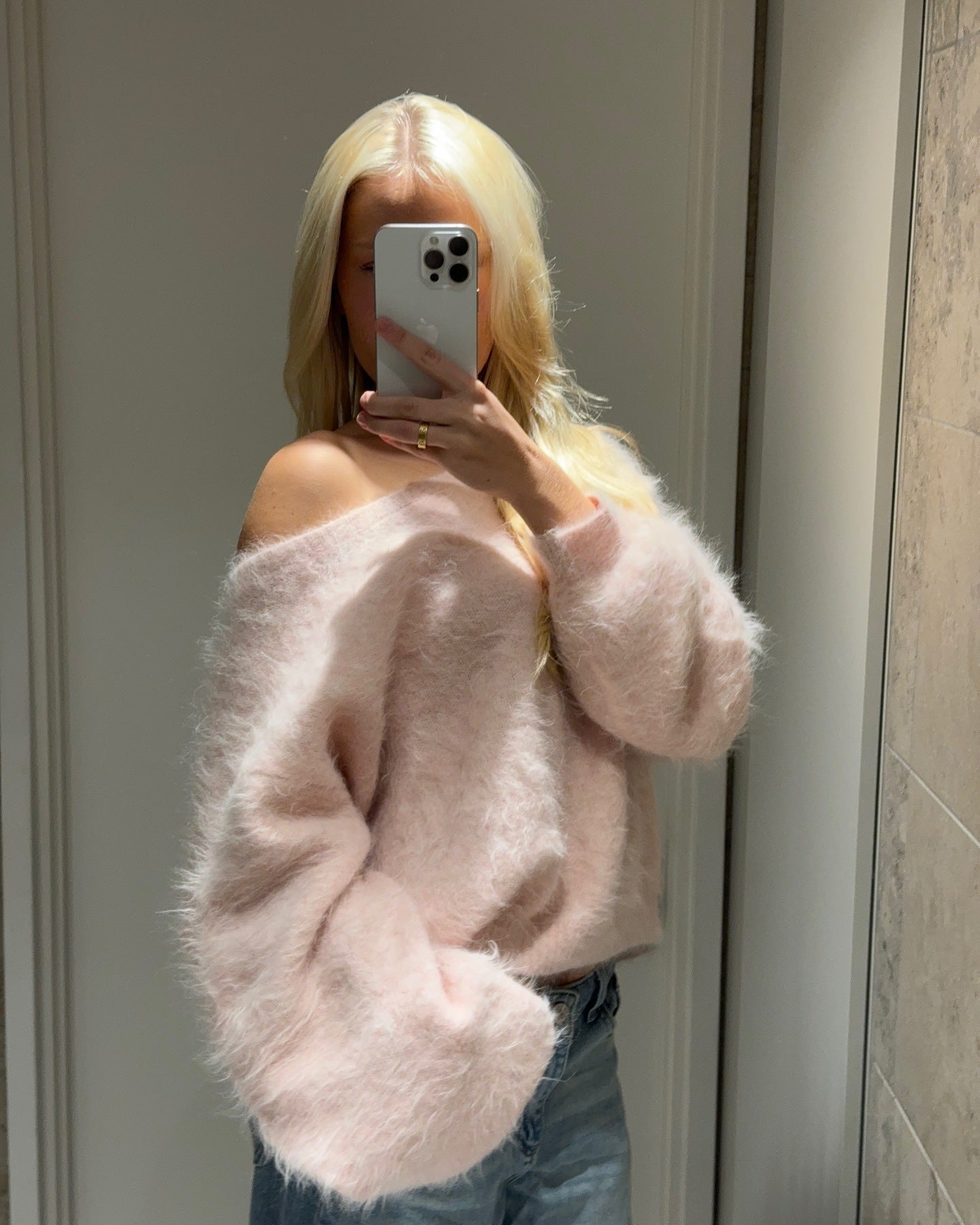 Damen Weicher Pullover aus Mohair-Mix mit oversized Ärmeln ModeGeist