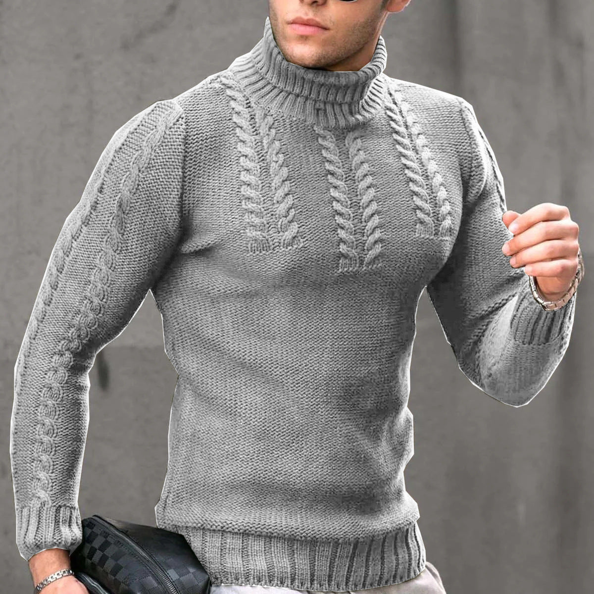 Herren Strickpullover mit hochstehendem Kragen ModeGeist