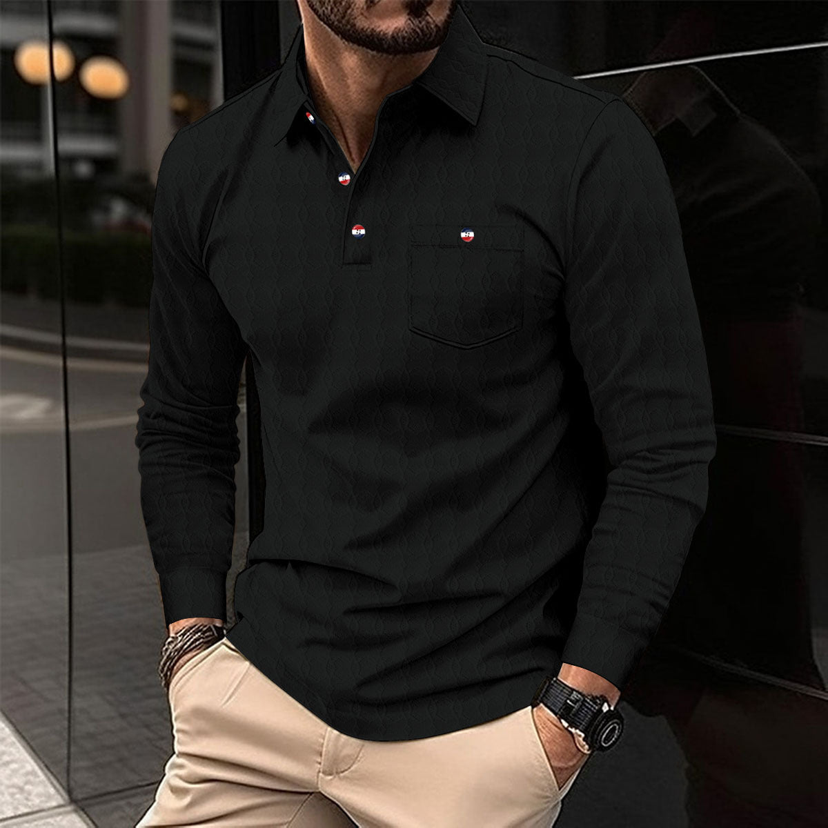 Herren Langarmshirt mit strukturiertem Muster ModeGeist