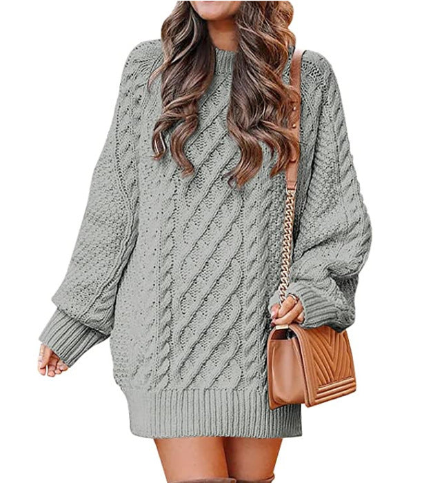 Damen Grober Strickpullover mit voluminösen Ärmeln und dekorativem Zopfmuster ModeGeist