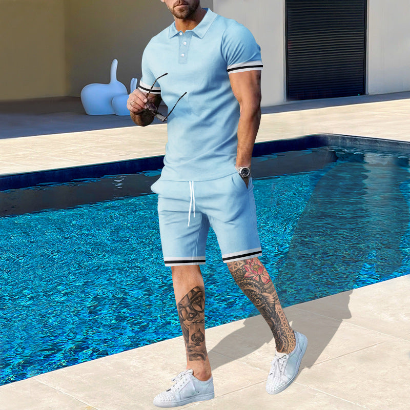 Herren Poloshirt und Shorts-Set mit sportlichen Akzenten ModeGeist