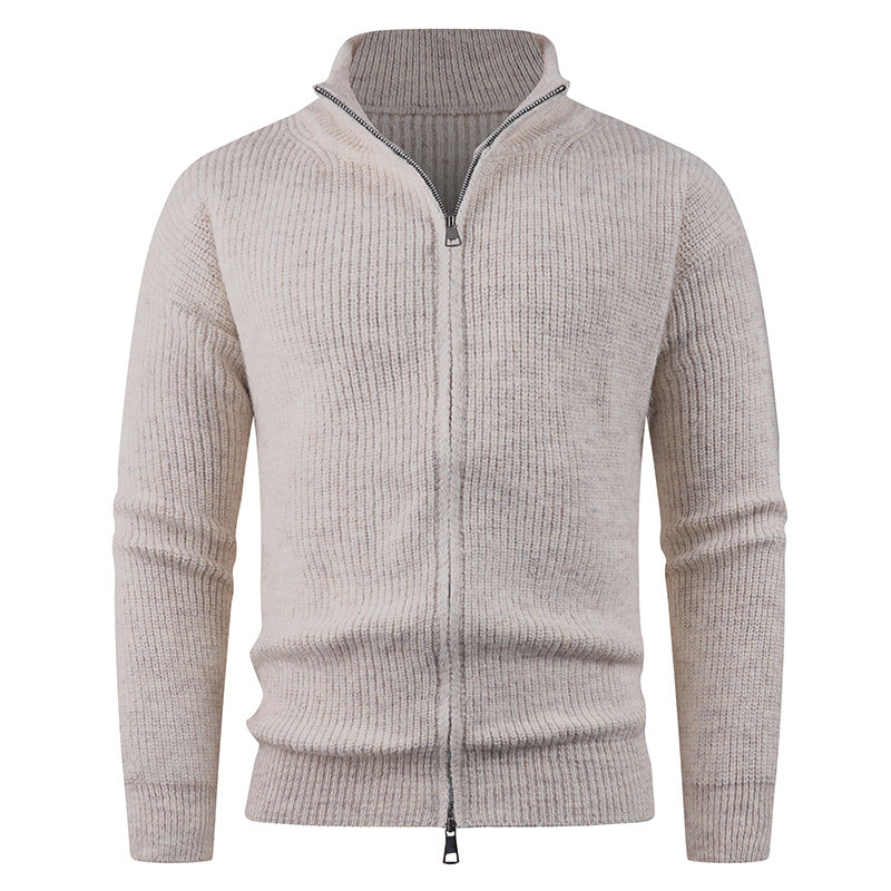 Herren Strickpullover mit modernem Reißverschluss und strukturierter Textur ModeGeist