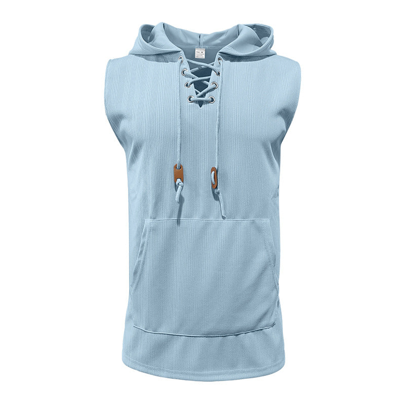 Herren Ärmelloses Sport-Tanktop mit Kapuze und Schnürung ModeGeist