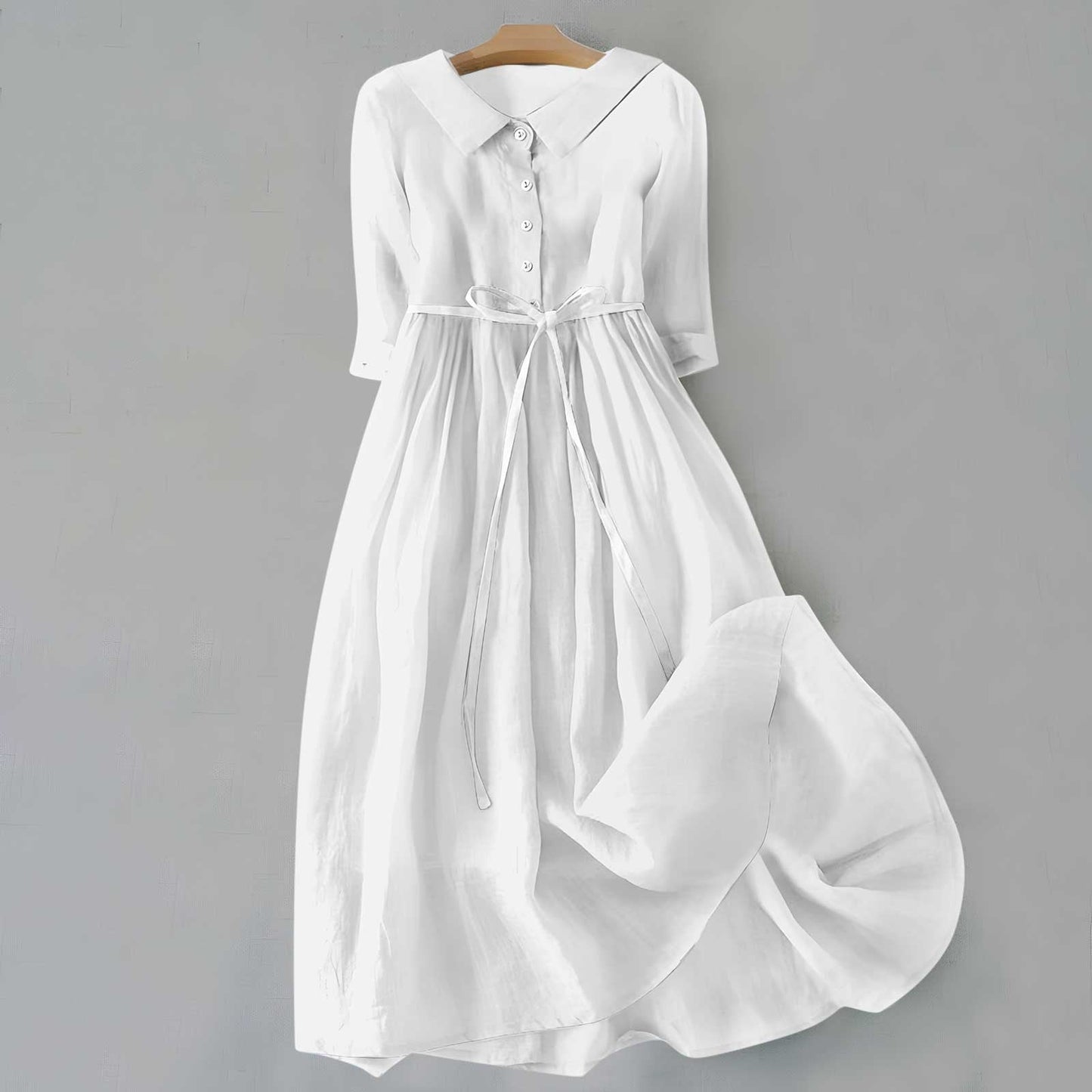 MODEGEIST Damen Casual-Kleid A-Linie Kurzarm Leichte Baumwolle Sommer