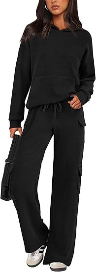 Damen Bequemes Lounge-Set mit Kapuze und weiten Hosen ModeGeist