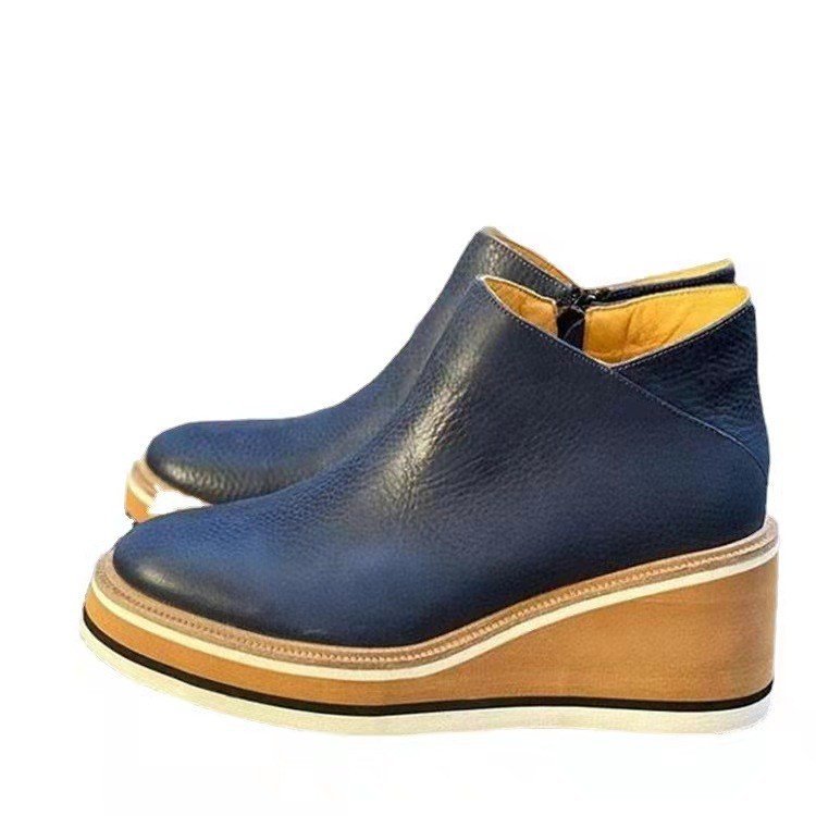 Damen Modische Keil-Stiefeletten aus feinem Wildleder mit praktischem Reißverschluss ModeGeist