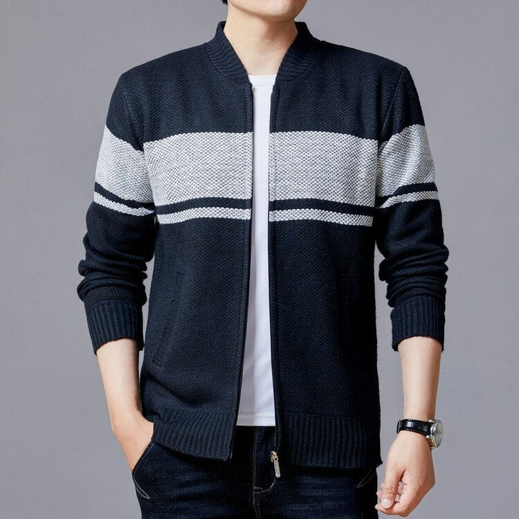 Herren Strickjacke mit modernem Zipper und strukturiertem Design ModeGeist