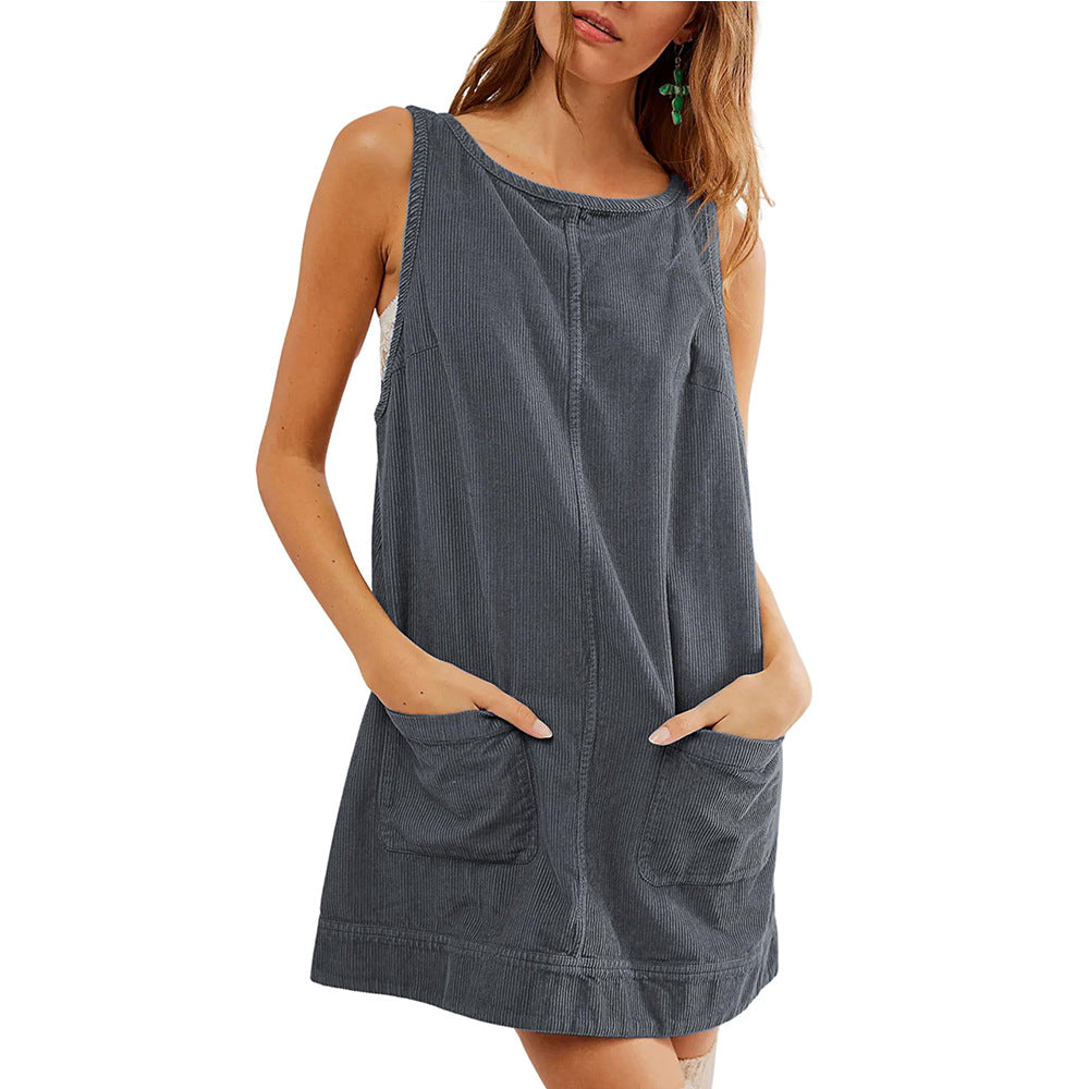 Damen lässiges Jerseykleid mit Taschen und Rundhalsausschnitt ModeGeist