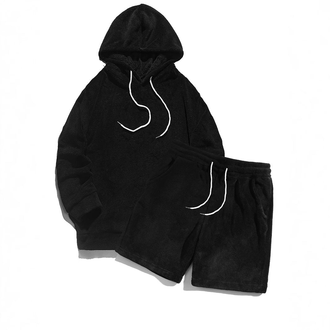 Damen gemütliches Fleece-Hoodie und Shorts Set ModeGeist