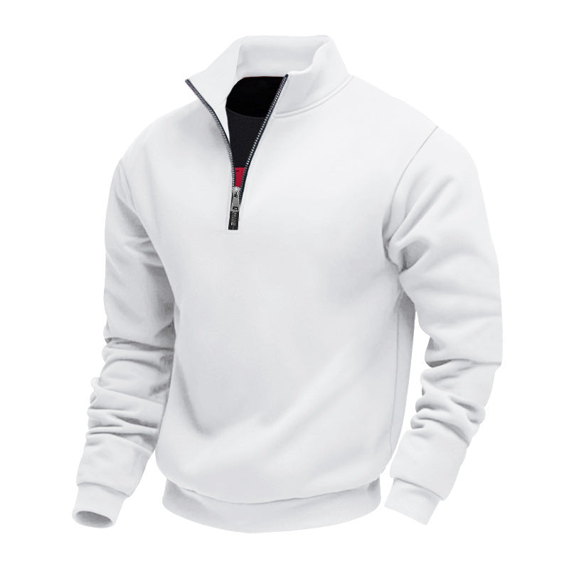 Herren leichter Fleecepullover mit Stehkragen und halblangem Reißverschluss ModeGeist