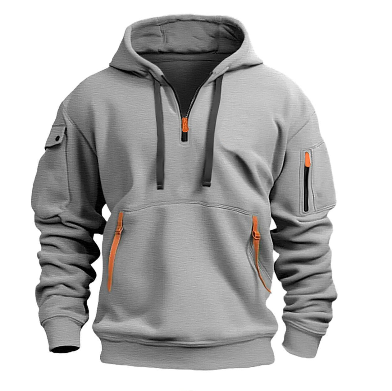 Herren funktionaler Kapuzenpullover mit modischen Reißverschlusstaschen ModeGeist