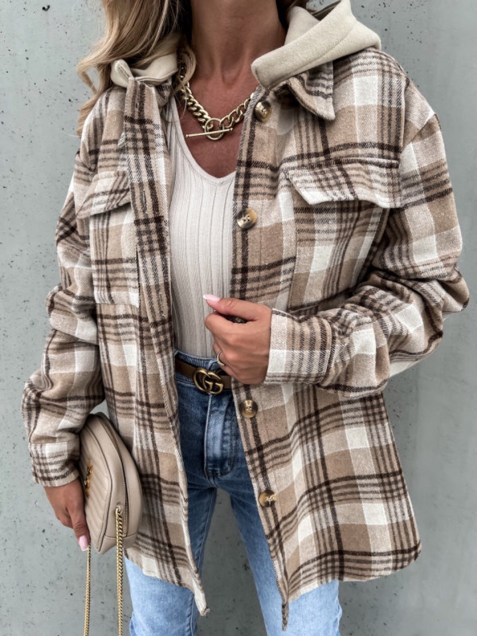 Damen Flanellhemdjacke im Karomuster mit praktischen Taschen und weichem Innenfutter ModeGeist