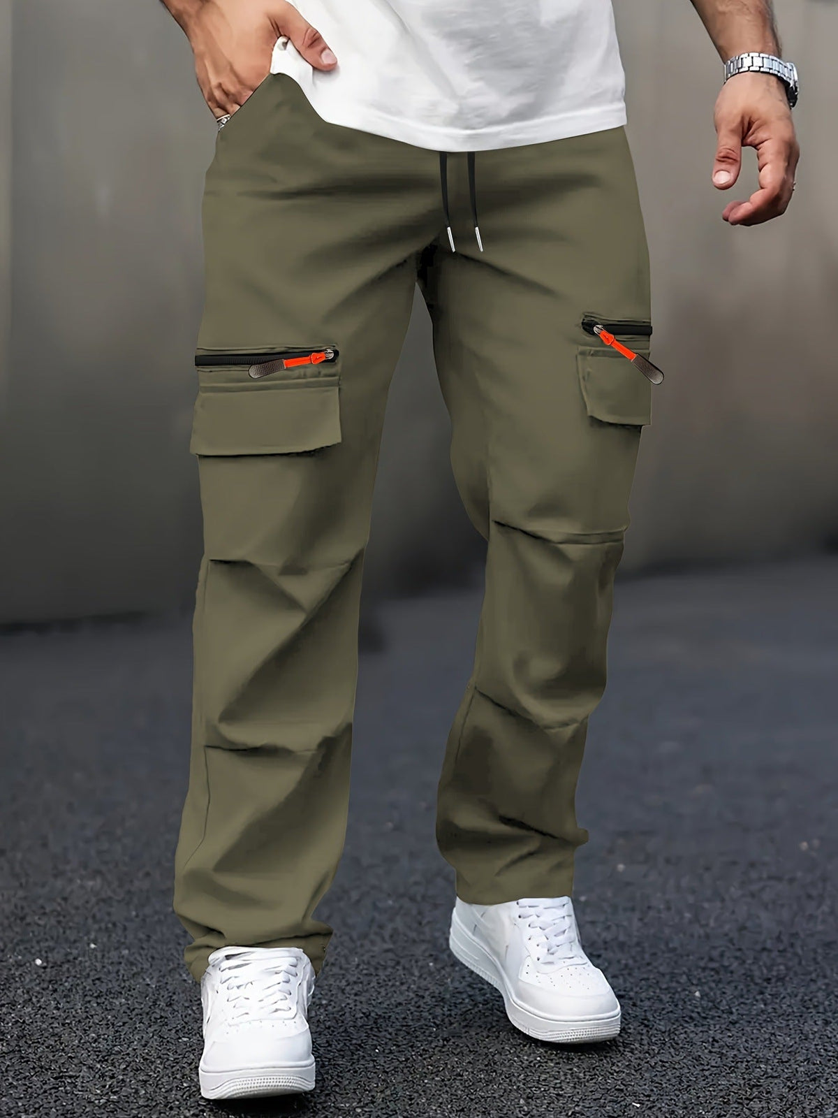 Herren cargo Hose mit innovativen Taschen und elastischem Bund Hedi-Mode