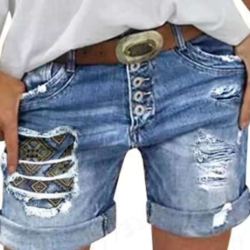 Damen Jeans-Shorts mit lässigem Fransen-Design und modischen Applikationen ModeGeist