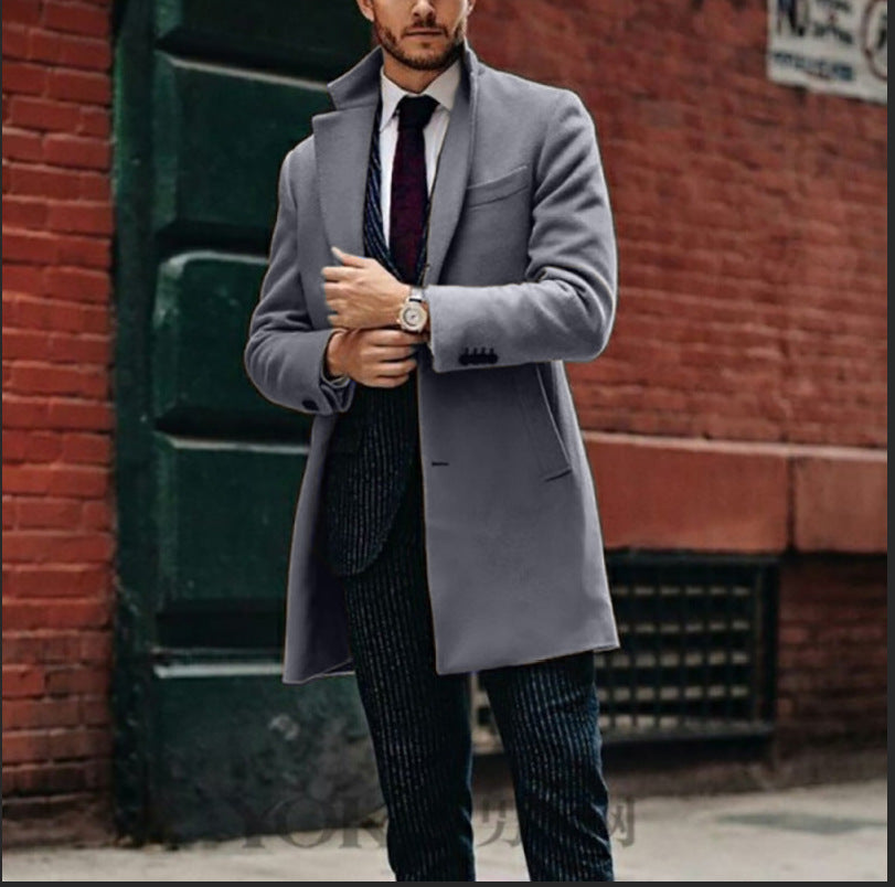 Herren eleganter Wollmantel mit schickem Revers und praktischen Eingrifftaschen ModeGeist