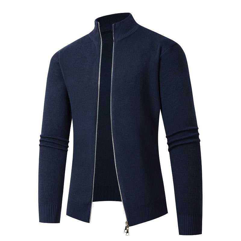 Herren modische Strickjacke mit hohem Kragen und Reißverschluss ModeGeist