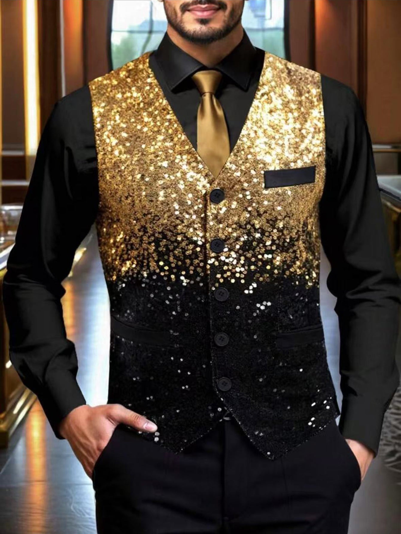 Herren Glitzernde Festtagsweste ModeGeist
